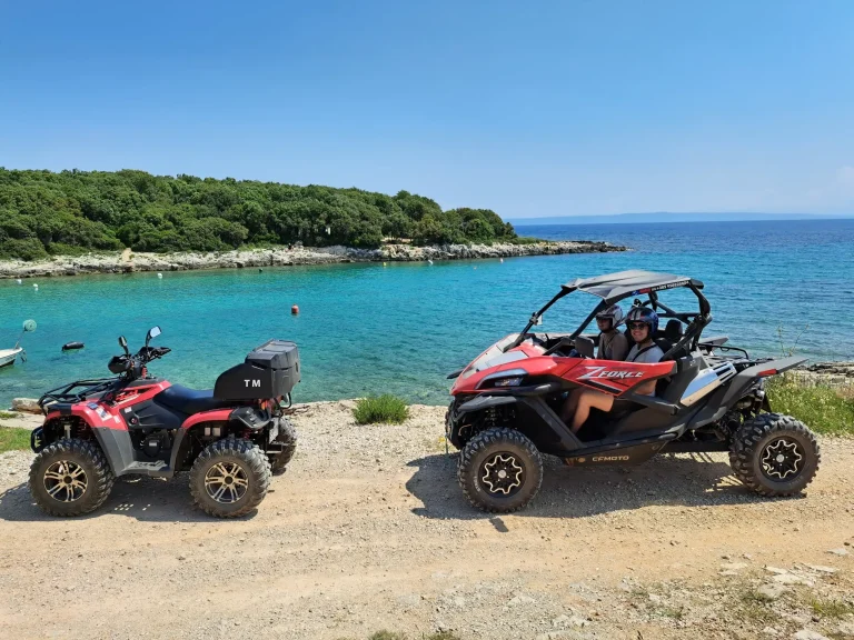 Photo of our Buggy and Quad on Kala Bay in Ližnjan